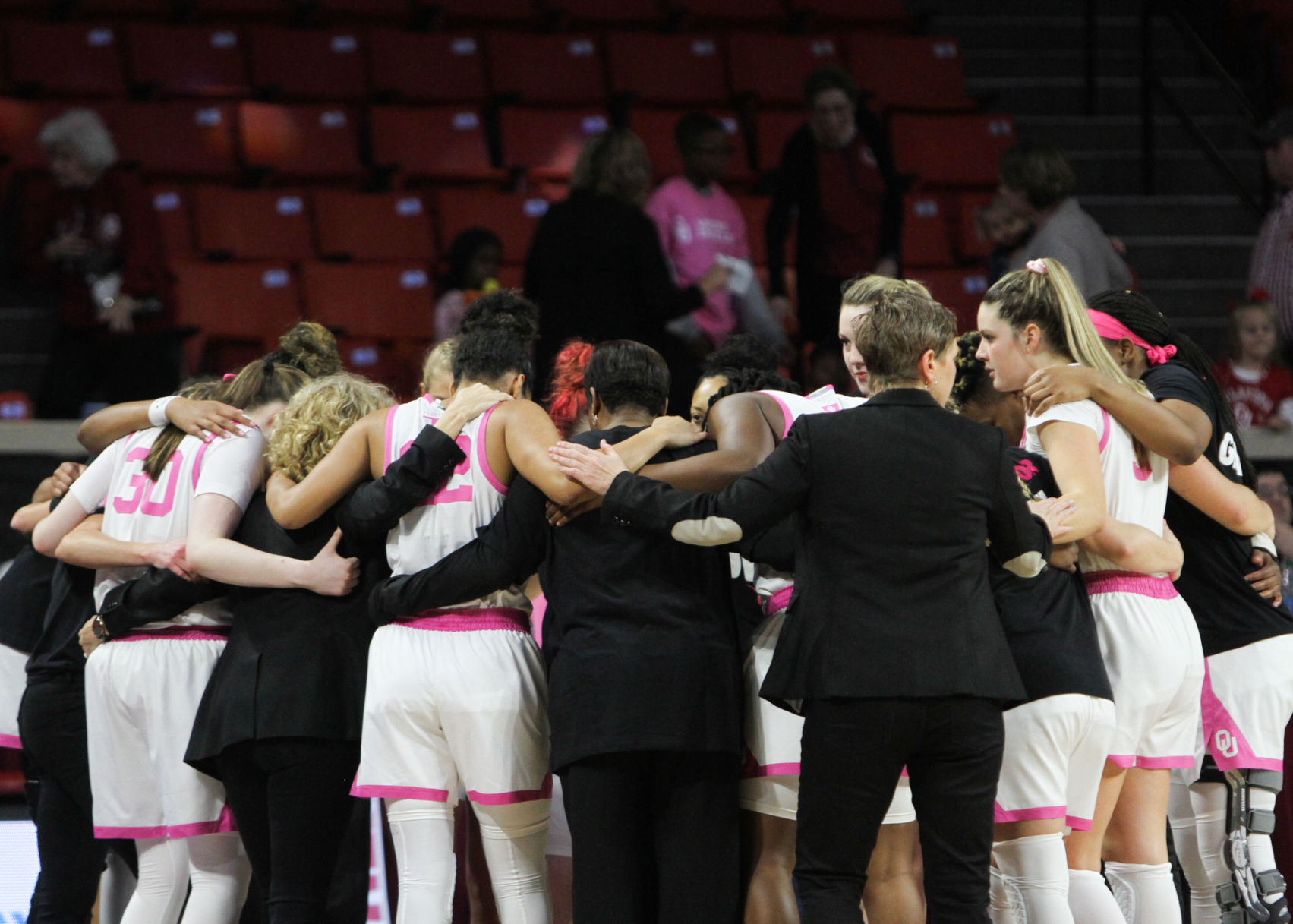 OU Women's Basketball Team Huddle
